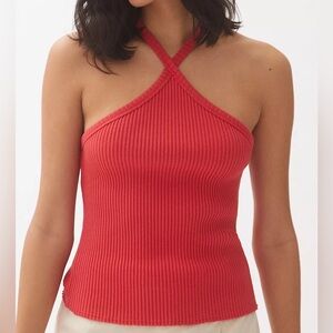 NWT T.La for Anthropologie Ribbed Halter Tank Top Women’s Small Red/Rouge